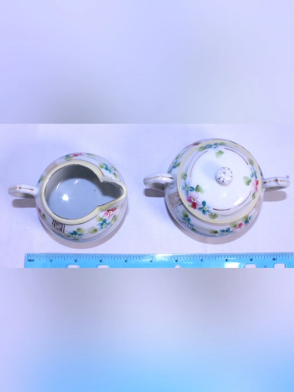 Vintage Art Deco styled Nippon porcelain creamer and sugar bowl set